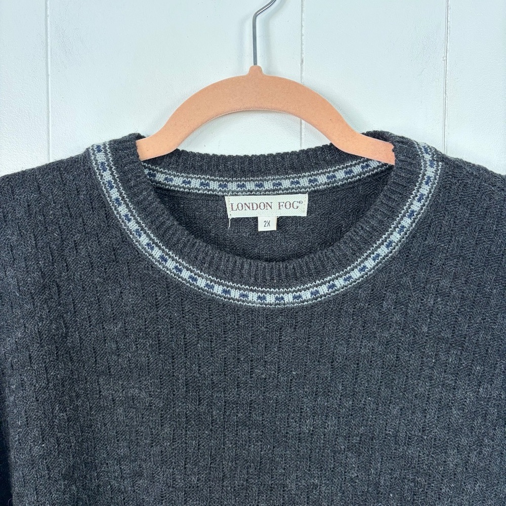 Vintage Gray Crew Neck Pullover Sweater Nordic Wool Blend 1990s Preppy Mens 2X - Picture 5 of 11